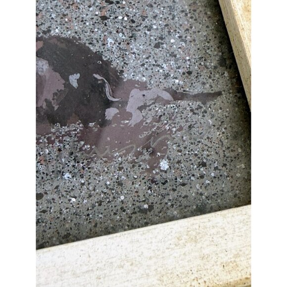 Vintage 40's Framed Acrylic Painting Creepy Victorian Girl Drinking Tea - Picture 12 of 16